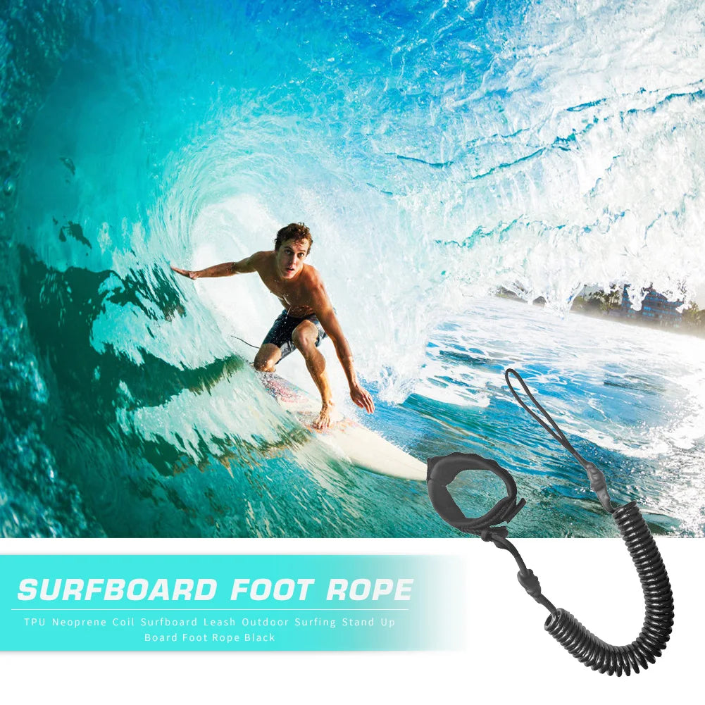 10ft SUP Ankle Leash — Elastic Coiled Leg Rope for Stand Up Paddle Boards & Surfboards