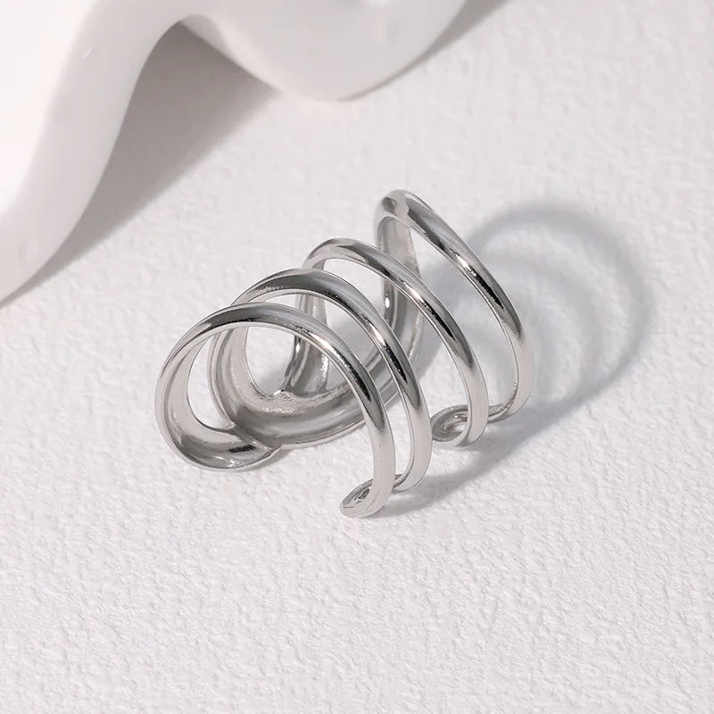 Stainless Steel Irregular Wave Adjustable Ring – Creative Gold Statement Jewelry for Women & Men