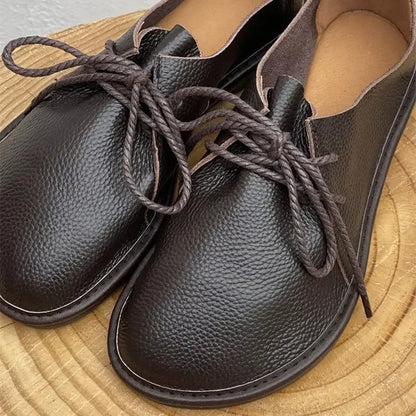 Barefoot Retro Handmade Genuine Leather Women’s Shoes – Soft Sole Wide Toe Flat Casual Lace-Up Footwear, Size 43