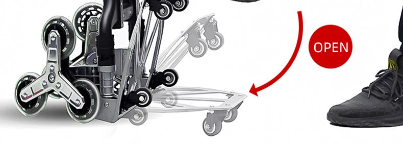 GIANXI Folding Shopping Cart with Wheels – Portable Aluminum Alloy Trolley for Outdoor & Stair Climbing