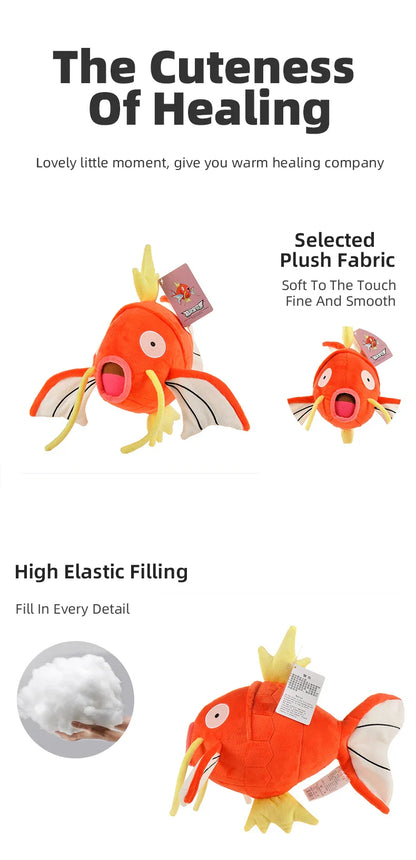 Pokemon Kawaii Magikarp Plush Toy – Cute Cartoon King of Carp Stuffed Doll Pillow Gift for Kids and Friends