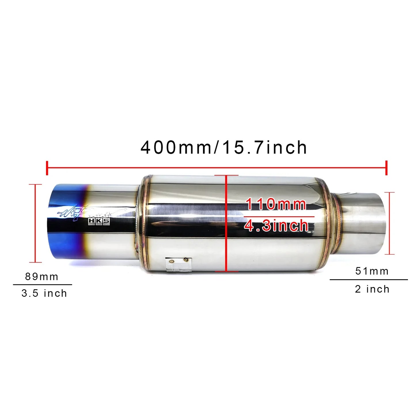 Universal Stainless Steel Straight Drum Muffler Tailpipe - 2, 2.5 & 3 Inch Inlet, 3.5 Inch Outlet Car Exhaust