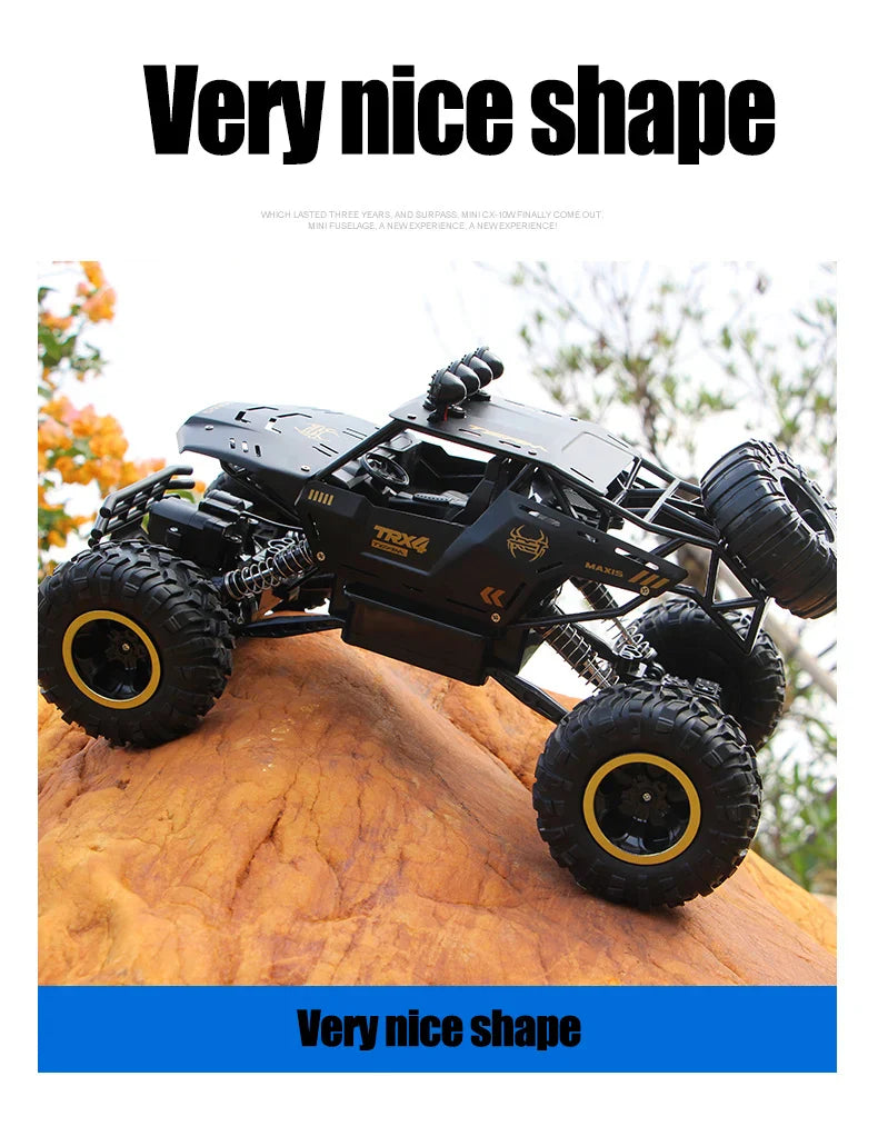 1:12/16 RC Off-Road Truck – 4WD Remote Control Car with Metal Shell & LED Lights for Kids