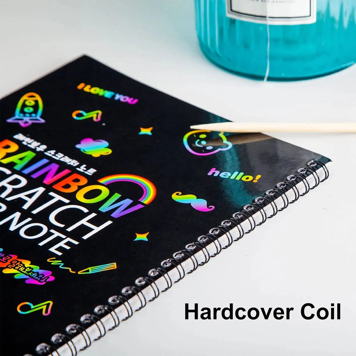 2 Pack Rainbow Scratch Paper Art Book: Children's DIY Rainbow Art Paper Card with Wood Stick - Neon Scratch Book