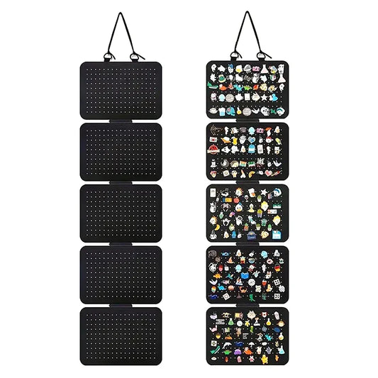 Foldable Felt Jewelry Organizer – 5-Tier Wall Hanging Earring & Pendant Display with Storage for Necklaces and Bracelets