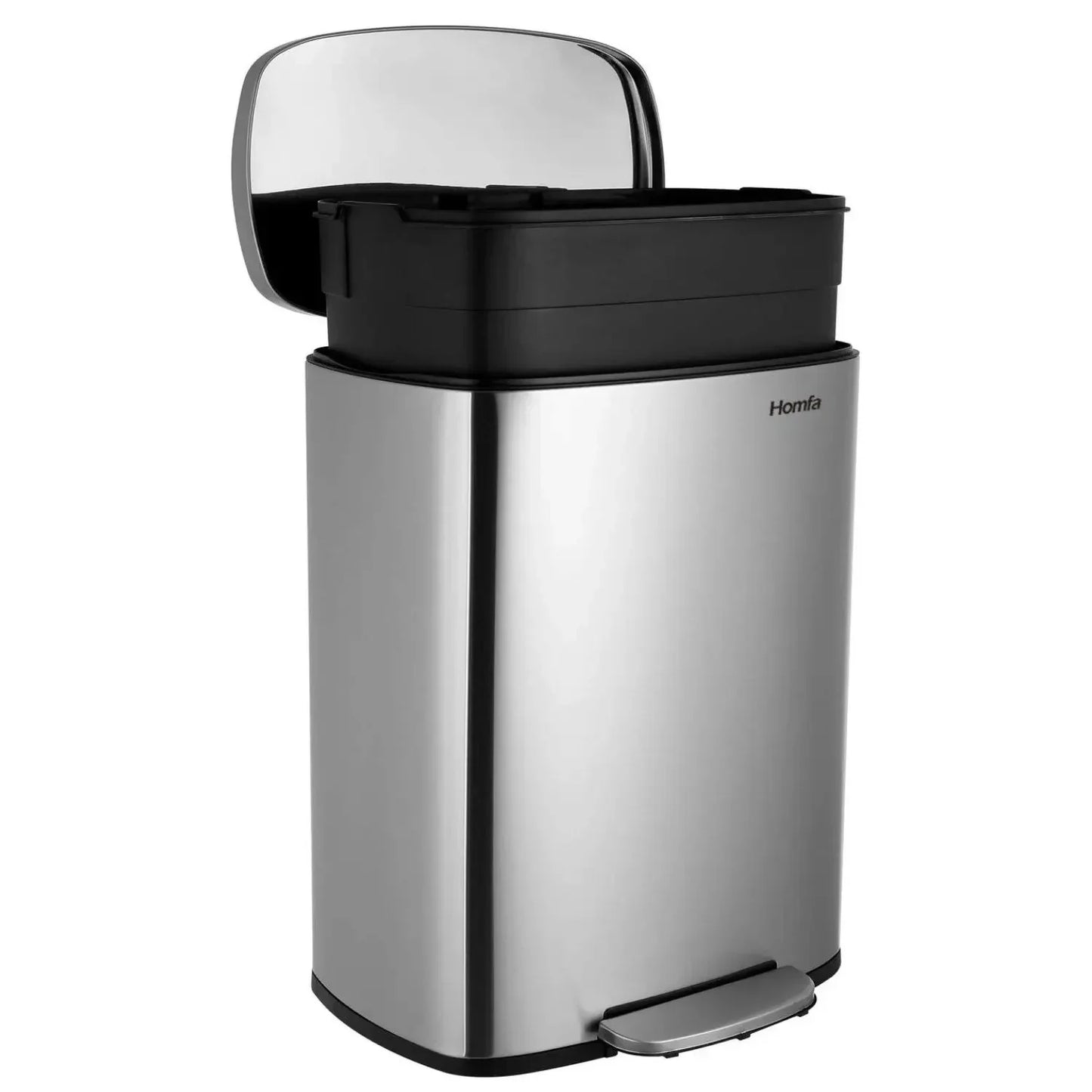50L Stainless Steel Step Trash Can — Kitchen & Home Garbage Bin for Office, Bedroom, Garage, Living Room & Bathroom