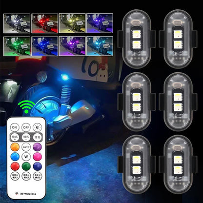 RGB LED Strobe Lights for Car & Motorcycle – 8-Color Wireless Flash Position Warning Lights for Aircraft & Helicopter