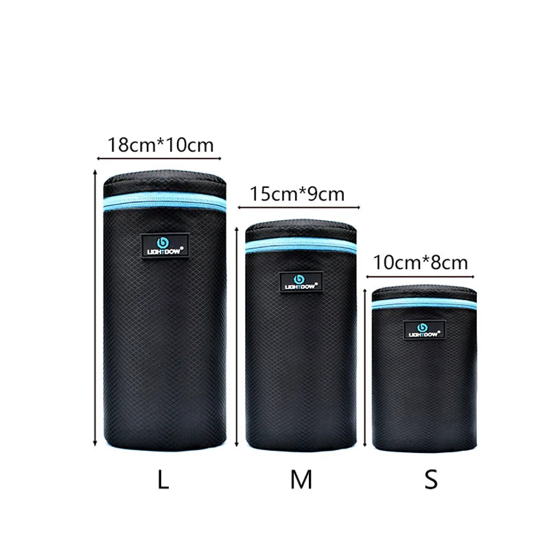 Lightdow 4-Size DSLR Lens Bag Set — Soft Protective Pouches S/M/L/XL for Camera Lenses