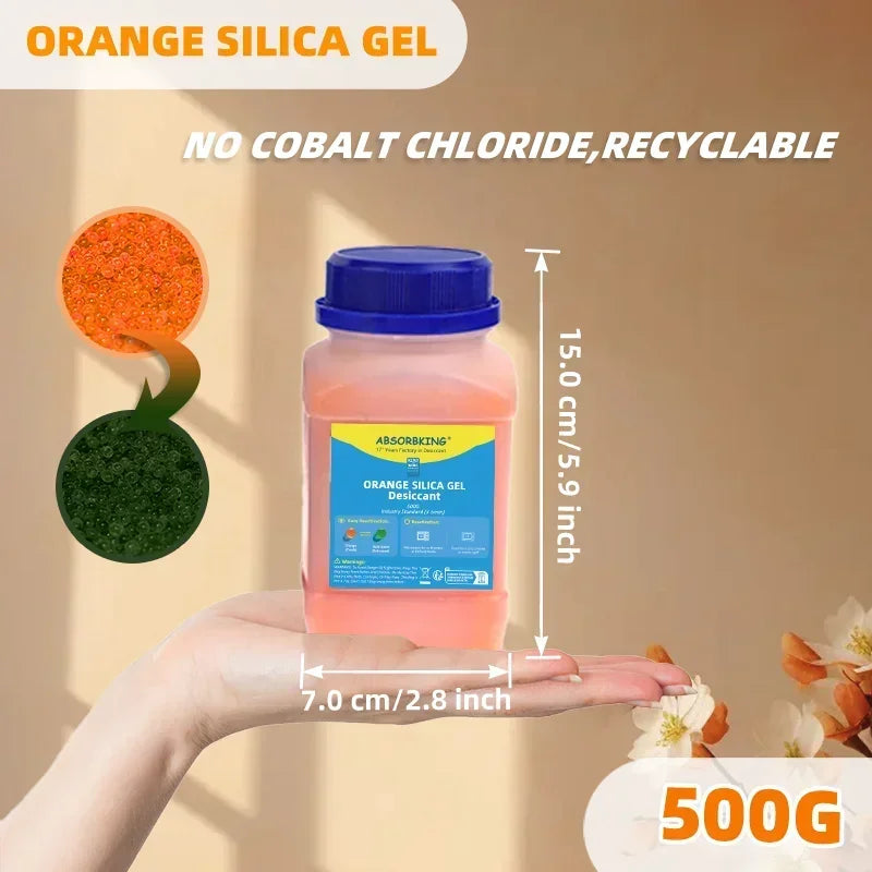 500g Color-Changing Silica Gel Packs — Reusable 3D Printer Desiccant Moisture Absorber for Christmas & Humidity Control