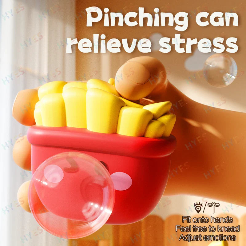 HYES Cartoon Food Pop Bubble Toy – Stress Relief Squeeze Toy for Kids & Adults