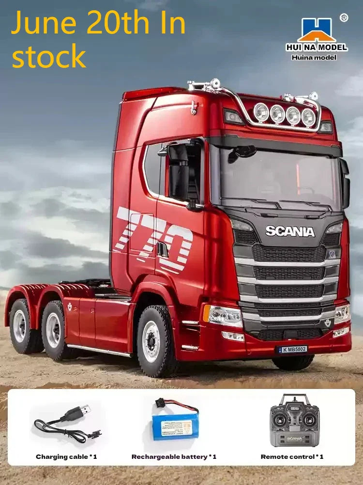 Huina 770S Remote Control Engineering Car — Genuine Alloy Trailer Head Model, 4WD Toy for Kids, Ratio 501D
