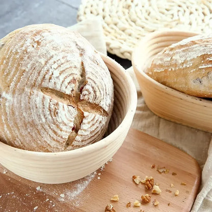 Handmade Natural Rattan Bread Proofing Basket — Wicker Dough Fermentation Banneton for Sourdough Baking