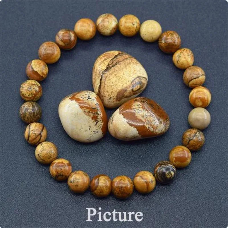 8MM Natural Epidote Zoisite & Lava Stone Bead Bracelet - Tiger Eye & Quartz Jewelry for Women