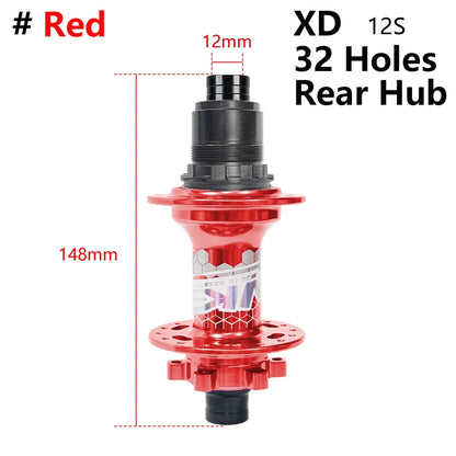 BOOST MTB Bicycle Hub - 148x12mm Aluminium Bike Hub 6 Pawls 120 Click HG XD Micro Spline 32H 8-12 Speed