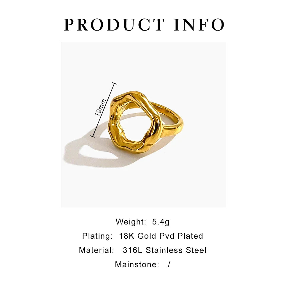 Peri'sbox Minimalist 18K Gold Plated Stainless Steel Ring – Anti-Tarnish Women’s Fashion Jewelry Gift