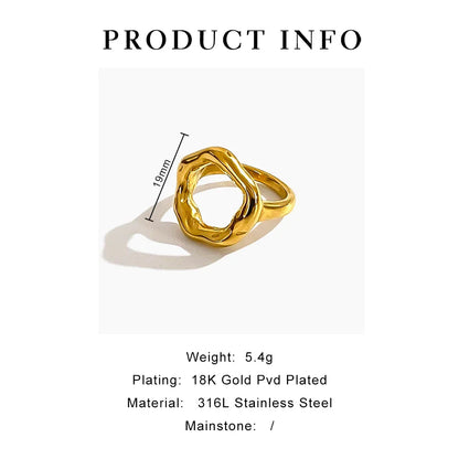 Peri'sbox Minimalist 18K Gold Plated Stainless Steel Ring – Anti-Tarnish Women’s Fashion Jewelry Gift