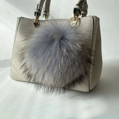 15cm Real Raccoon Fur Pompon Keychain – Cute Pendant for Bags, Hats, Clothes, and Accessories