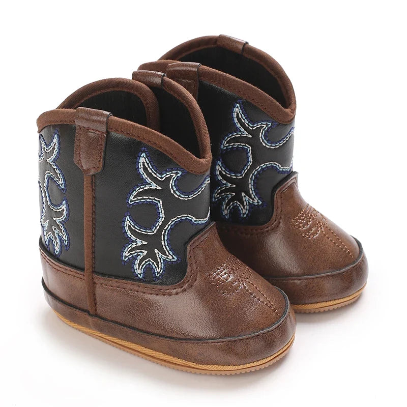 Western Denim Baby Winter Boots - Warm Casual First Walker Shoes for Boys & Girls 0-18 Months
