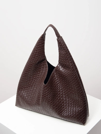 Women's Retro Artificial Leather Woven Shoulder Bag – Large Capacity Tote, Casual Armpit Bag, Daily Work & Shopping Bag (Random Pattern)