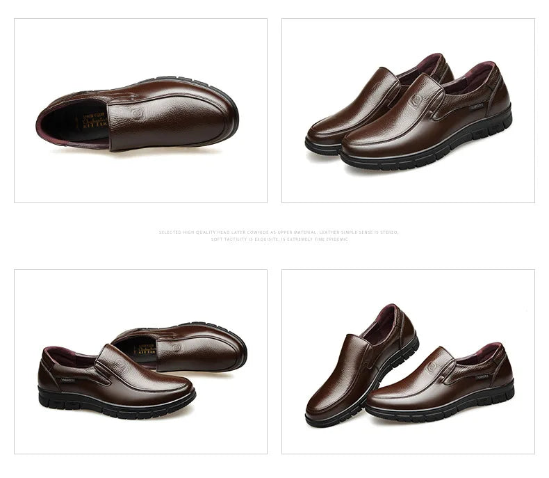 Genuine Leather Handmade Men's Shoes – Casual Loafers, Breathable Slip-On Walking Sneakers for Outdoor Wear