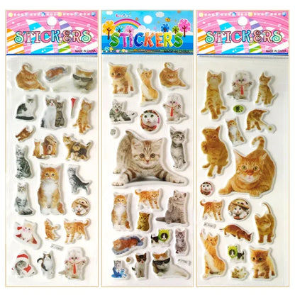 3D Dog & Cat Stickers 6 Sheets - Cute Pet Car Decals Scrapbook Reward Stickers for Kids Gifts