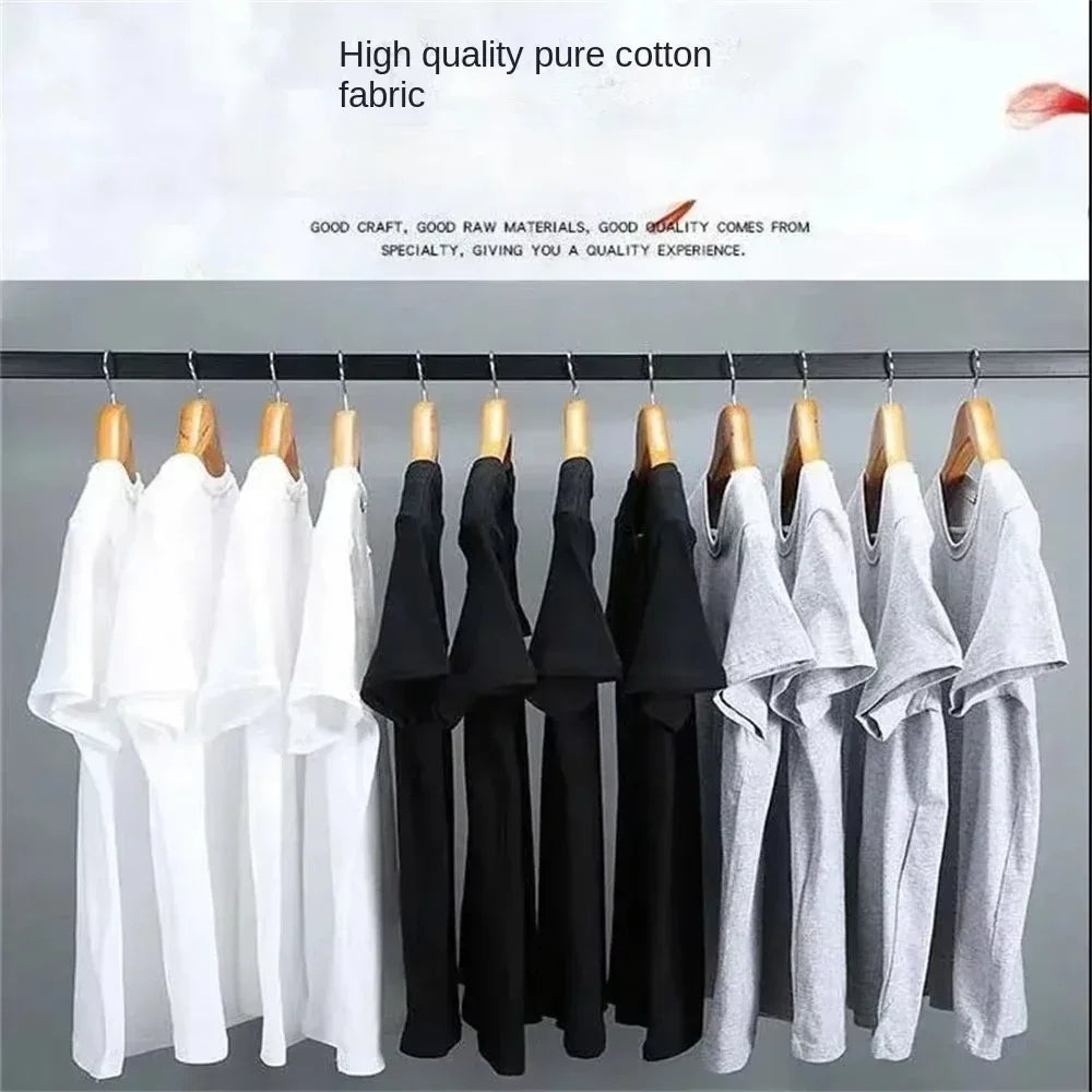 Heavyweight 100% Cotton T-Shirt - Thick Knit Round Neck Short Sleeve Tee 500/300g