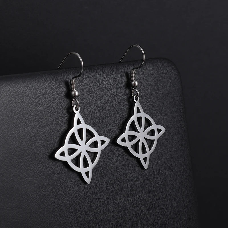 Witchcraft Witch Knot Necklace - Irish Trinity Knot Triple Spiral Pendant, Stainless Steel Ankh Cross Pentagram Amulet Jewelry