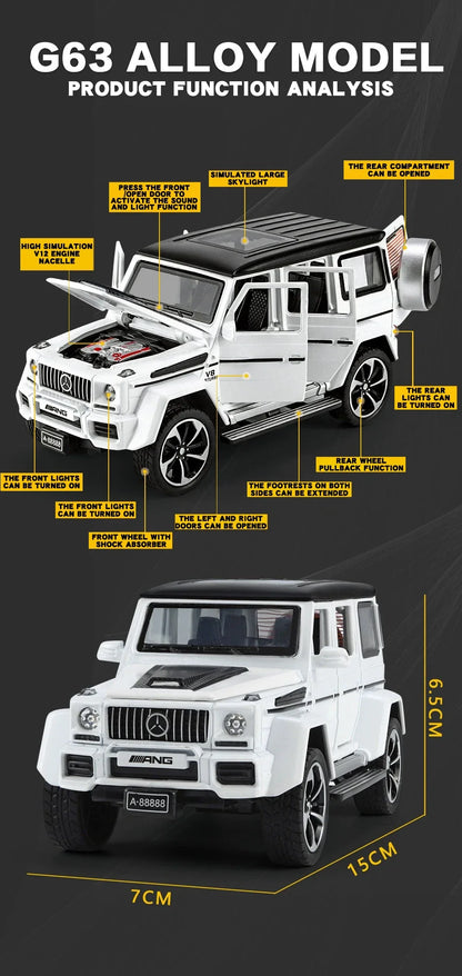 1:32 Mercedes Benz G63 Diecast Model Car with Sound & Light – Off-road SUV Miniature Alloy Toy Gift for Boyfriend