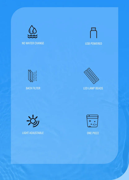 Mini Fish Tank for Living Room - Self-Circulating Eco Tank with Back Filter for Goldfish
