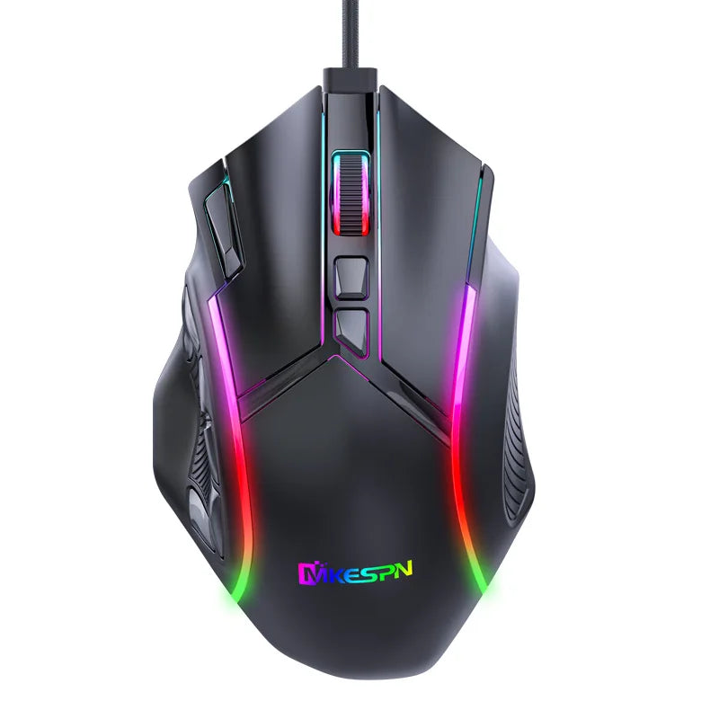 12800DPI RGB Gaming Mouse – Free Weight Macro with 12 Programmable Keys, 6-Level RGB Light for PC, Mac, PUBG, Laptop