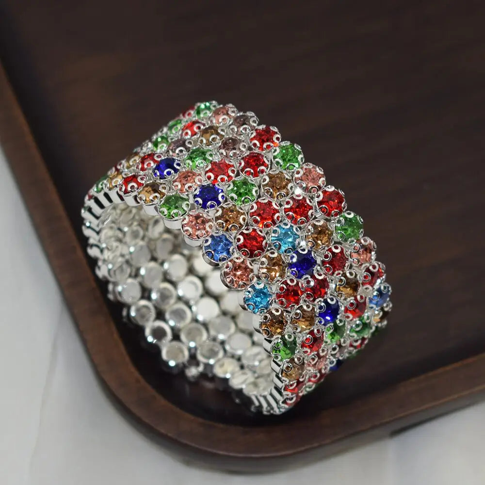 Women’s Rhinestone Crystal Bracelet - Glamorous Statement Jewelry for Stage & Special Events