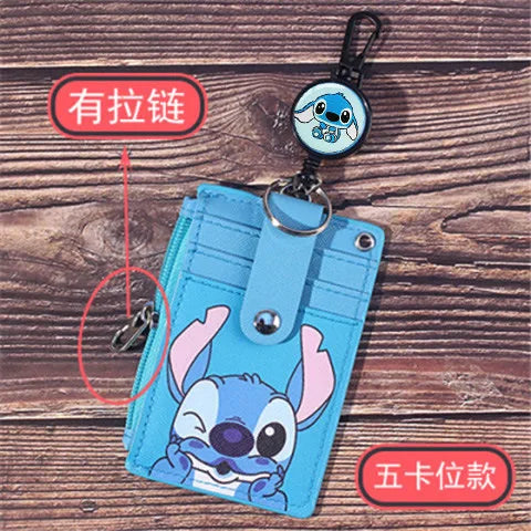 Unisex 5-Bit Badge Reel Business Card Holder with PU Neck Strap & Coin Purse – ID, Bus & IC Card Lanyard