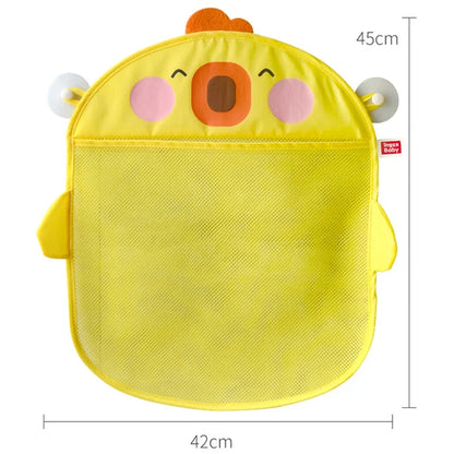 Cartoon Duck Baby Bath Toy Bag - Suction Mesh Storage Net for Kids Bathroom Toy Organizer