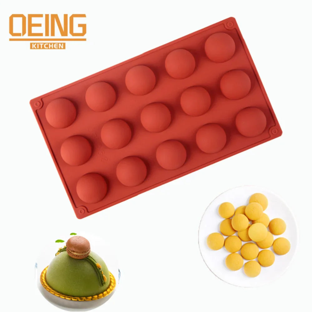 6/8/15/24-Hole Half Sphere Silicone Mold — 3D Brownie, Pudding, Mousse & Chocolate Dessert Baking Tool