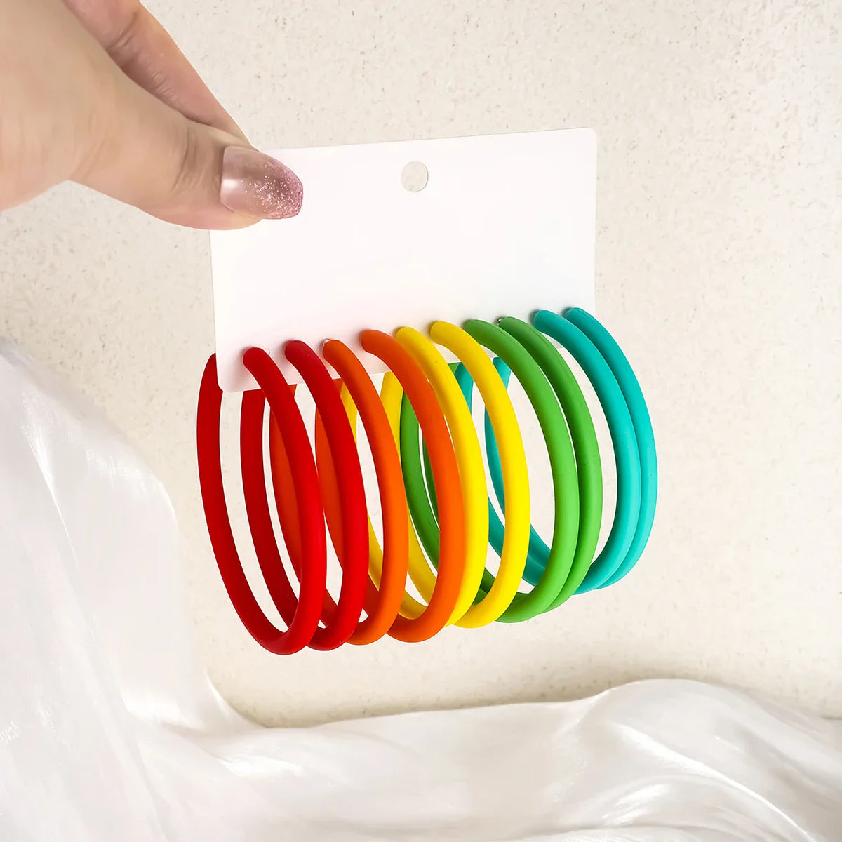 5-Pair Y2K Acrylic Hoop Earrings Set – Lightweight Dopamine Color Jewelry for Women Gift