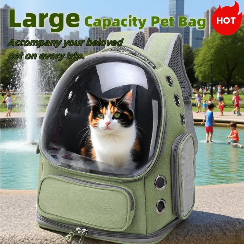 2025 Transparent Pet Carrier Backpack – Breathable Outdoor Travel Bag for Cats & Small Dogs