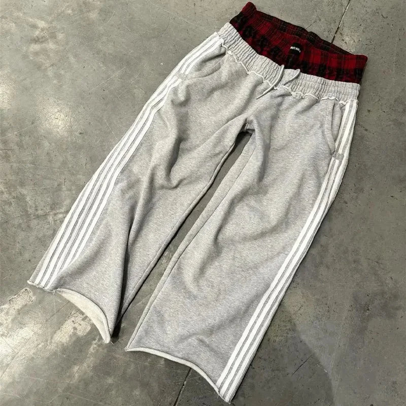 Y2K Retro Embroidered Sweatpants - Unisex Harajuku Goth Wide Leg Baggy Streetwear