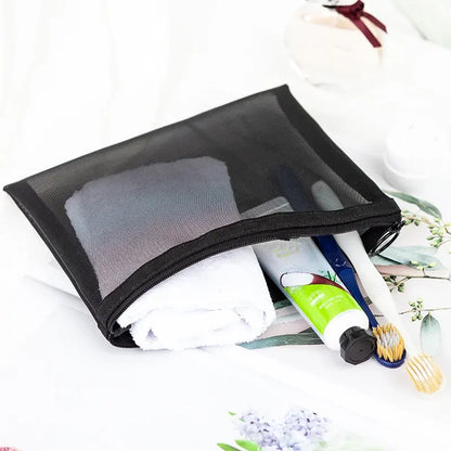 Female Makeup Pouch – Portable Small & Large Mesh Cosmetic Bag, Toiletry Beauty Case, Travel Makeup Organizer Storage Bag