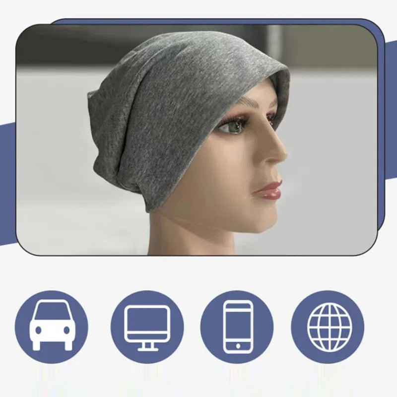 EMF Protection Beanie - Unisex Anti-Radiation Silver Fiber Cap for Electromagnetic Wave Shielding, RF/Microwave Protection Hat