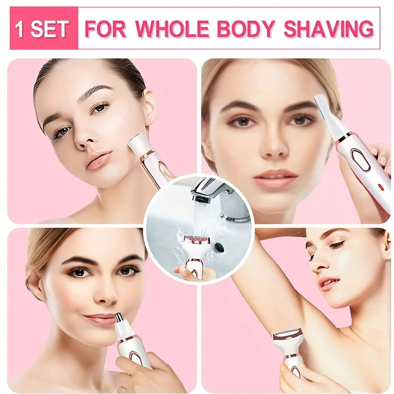 4-in-1 Electric Lady Shaver – Painless Cordless Body Hair Removal Epilator & Trimmer, Perfect Gift for Women