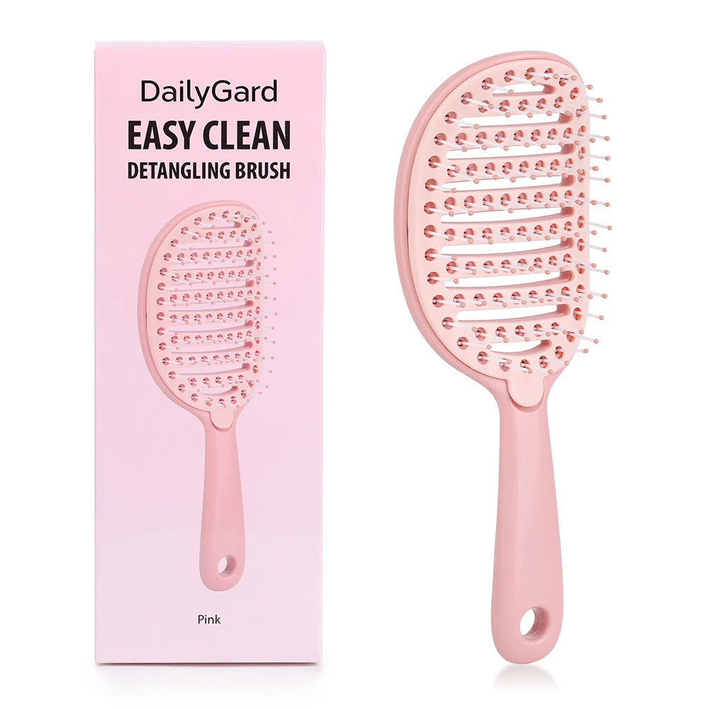 Self Cleaning Foldable Hair Brush with Anti-Static Massage Comb for Women and Home Salon Use