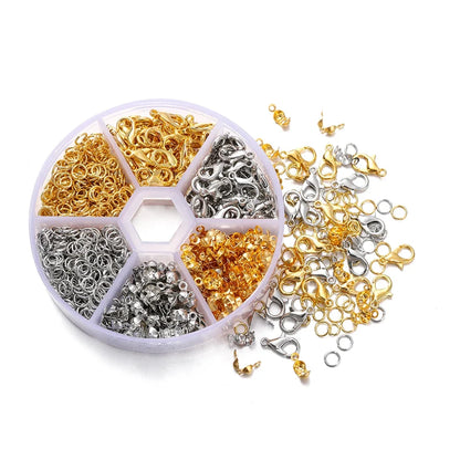 210-400Pcs Jewelry Making Kit - Lobster Clasps Jump Rings Crimp Beads Findings for DIY Bracelets & Necklaces
