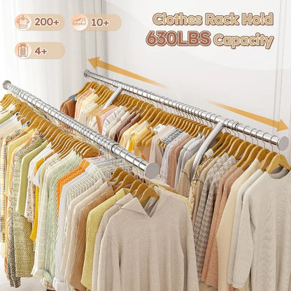 Rubi Clothes rack Heavy duty clothes rack with wheels bearing 630LBS clothes rack for rolling