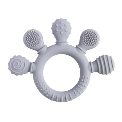 Baby Silicone Teether Toy - BPA Free Dental Chew Ring Bracelet for Infant Teething Relief and Kids Gift