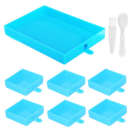 6-Grid Diamond Painting Accessory Tray Kit – Large Capacity Plate for Nail Art, Beading, and Cross Stitch
