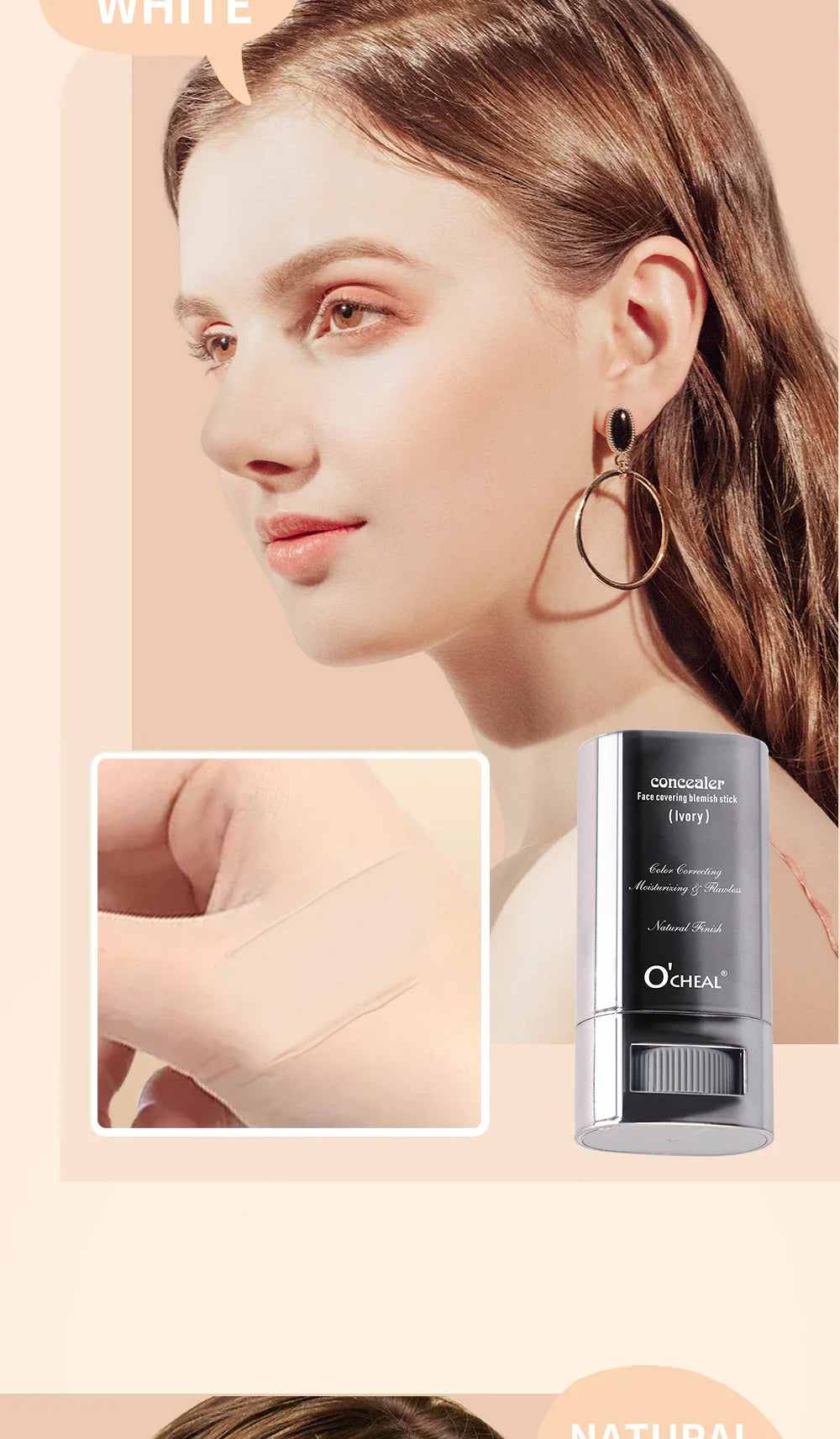 Ocheal Face Foundation Contour Stick – Long-Wear Lightweight Concealer & Blemish Brightening Makeup