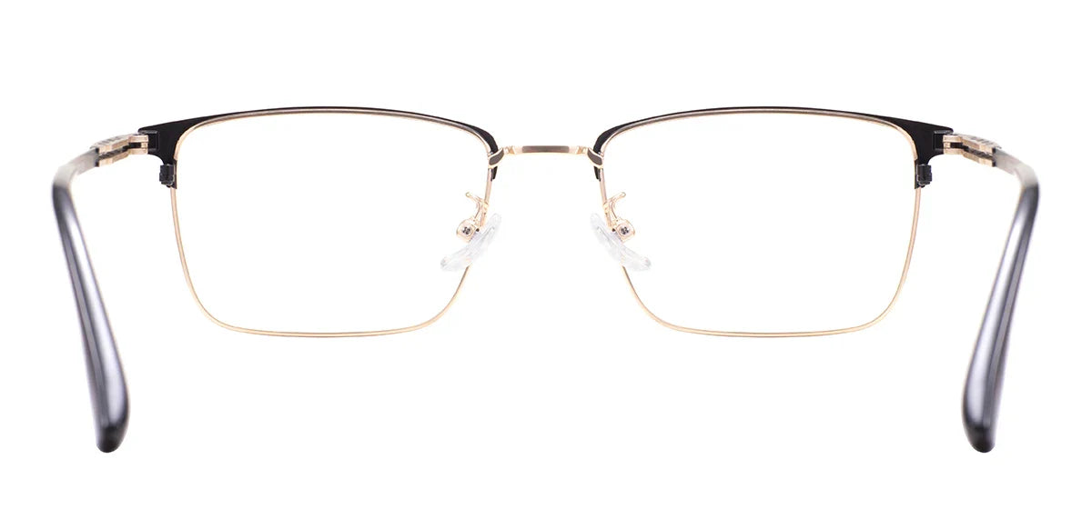 Comfortable Rectangular Men’s Business Glasses – Full Rim Browline Metal Frame for Optical Prescription Lenses