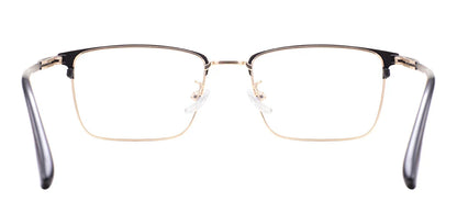 Comfortable Rectangular Men’s Business Glasses – Full Rim Browline Metal Frame for Optical Prescription Lenses