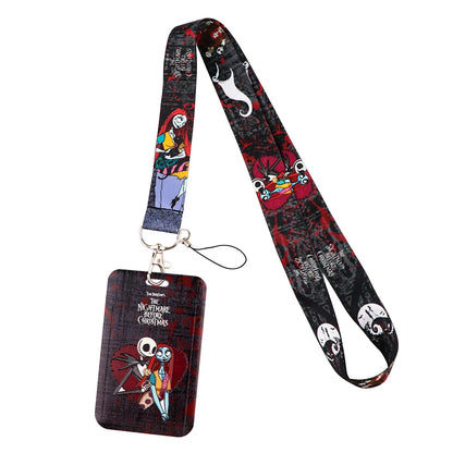 Lilo & Stitch Cute Couples Lanyard – Keychain, ID Badge Holder & Phone Strap with Card Cover Charm Accessories