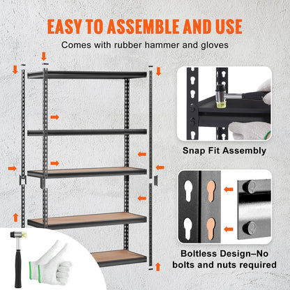 SucceBuy 5-Tier Heavy Duty Metal Storage Shelving Unit – Standing Organizer Rack for Kitchen, Living Room, Warehouse & Flower Stand